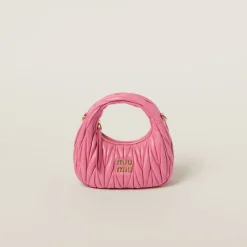 Begonia Pink Wander Matelassé Nappa Leather Hobo Mini-bag | Miu Miu