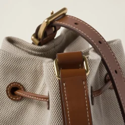 Beige/brandy Canvas And Leather Bucket Bag | Miu Miu