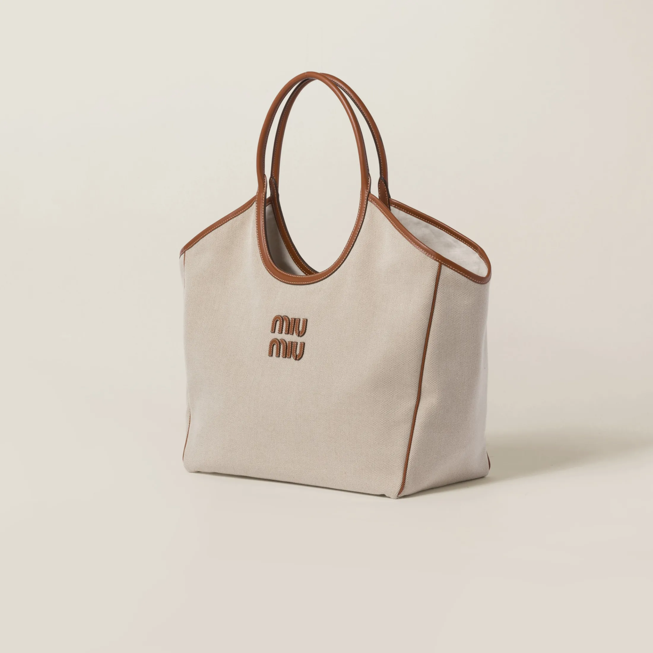 Beige/brandy Ivy Canvas Bag | Miu Miu