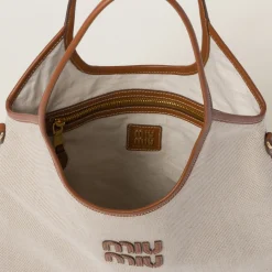 Beige/brandy Ivy Canvas Bag | Miu Miu