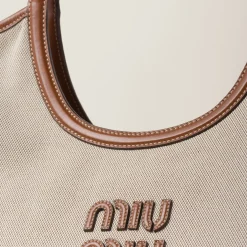 Beige/brandy Ivy Canvas Bag | Miu Miu