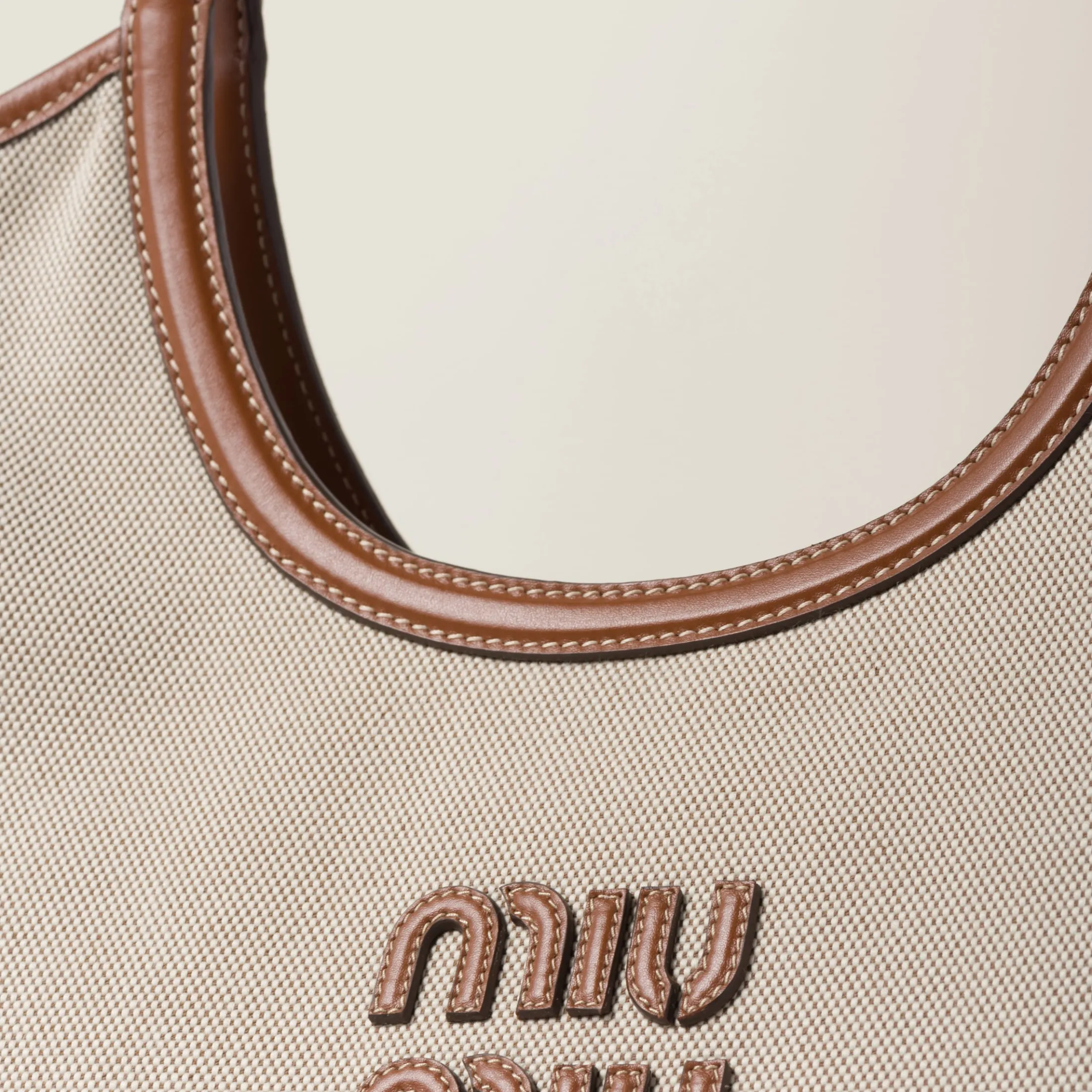 Beige/brandy Ivy Canvas Bag | Miu Miu