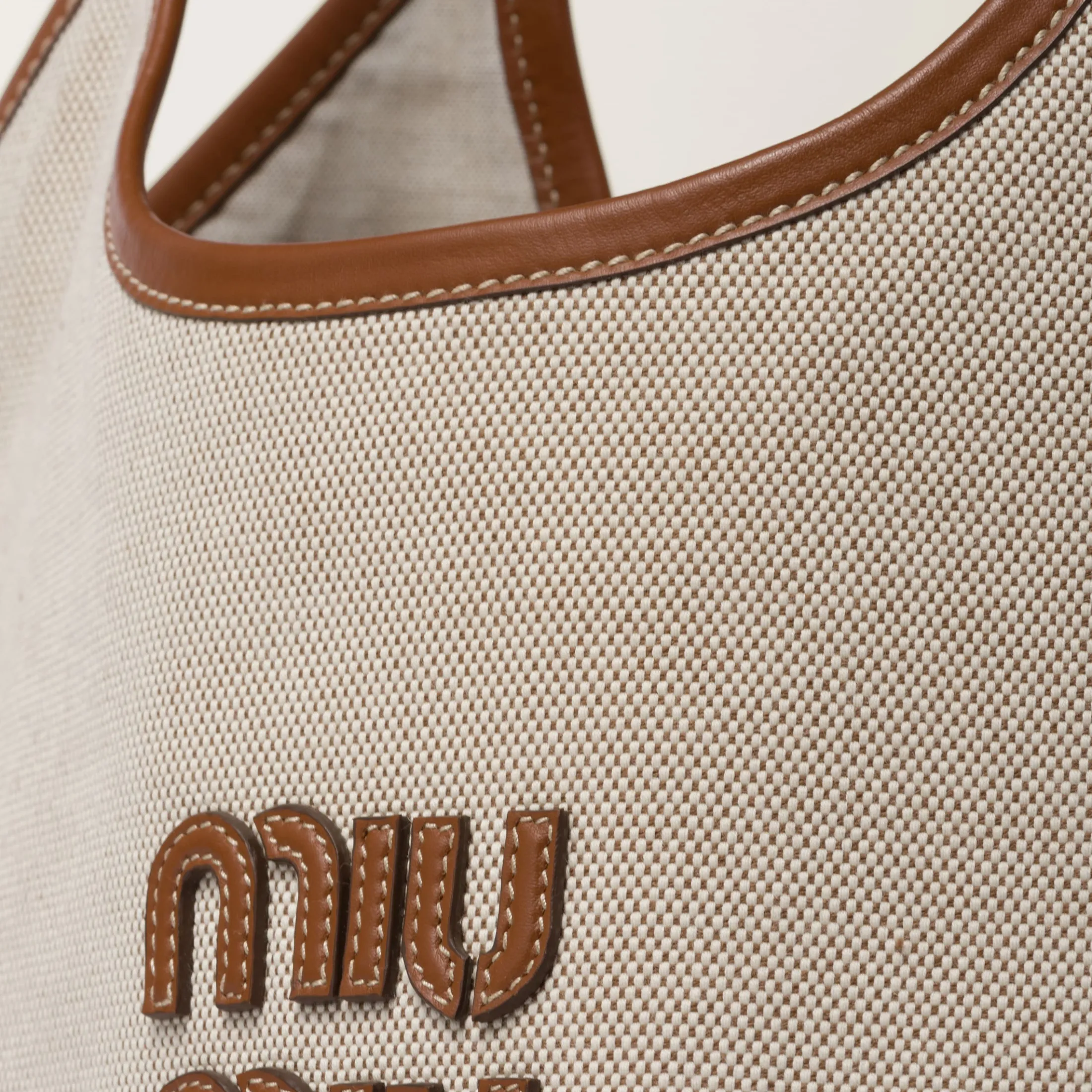 Beige/brandy Ivy Canvas Bag | Miu Miu