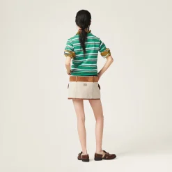 Beige/cognac Canvas Miniskirt | Miu Miu