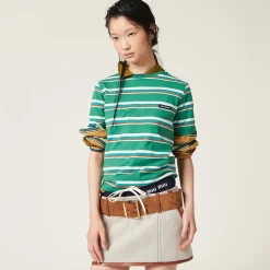 Beige/cognac Canvas Miniskirt | Miu Miu