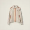 Beige/cognac Jacquard Canvas Blouson Jacket | Miu Miu