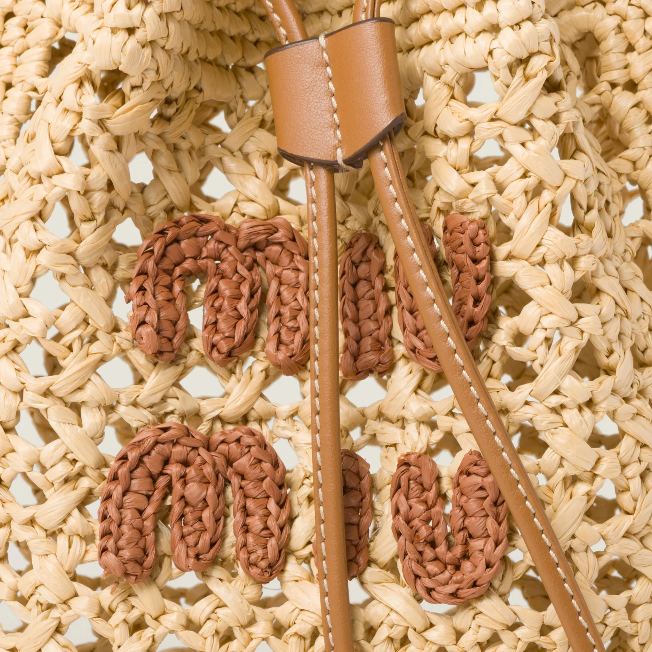 Beige/cognac Woven Fabric Mini-bag | Miu Miu