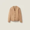 Biscuit Wool And Nylon Knit Cardigan | Miu Miu