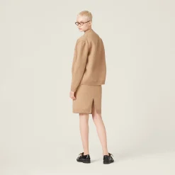 Biscuit Wool And Nylon Skirt | Miu Miu