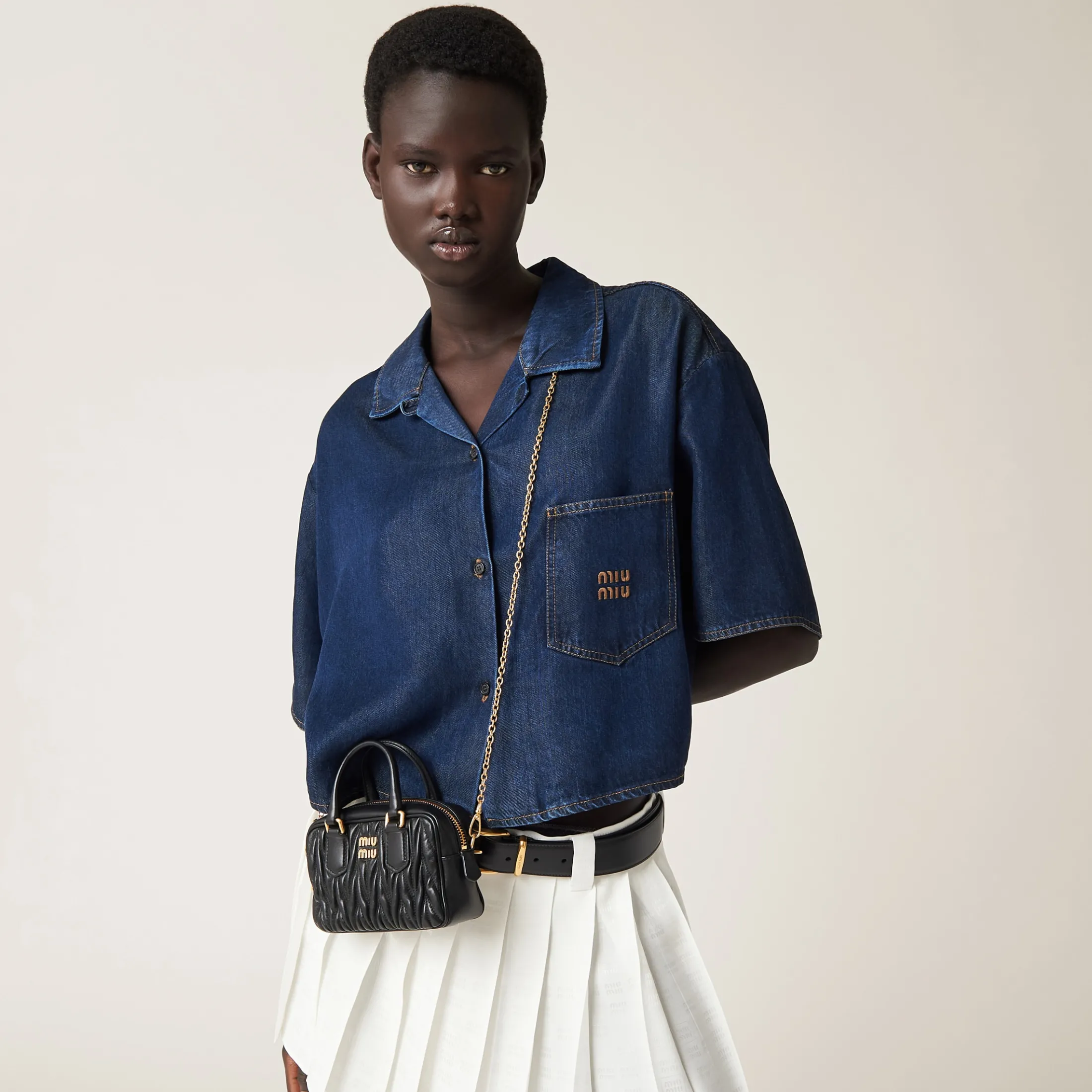 Black Arcadie Matelassé Nappa Leather Mini-bag | Miu Miu