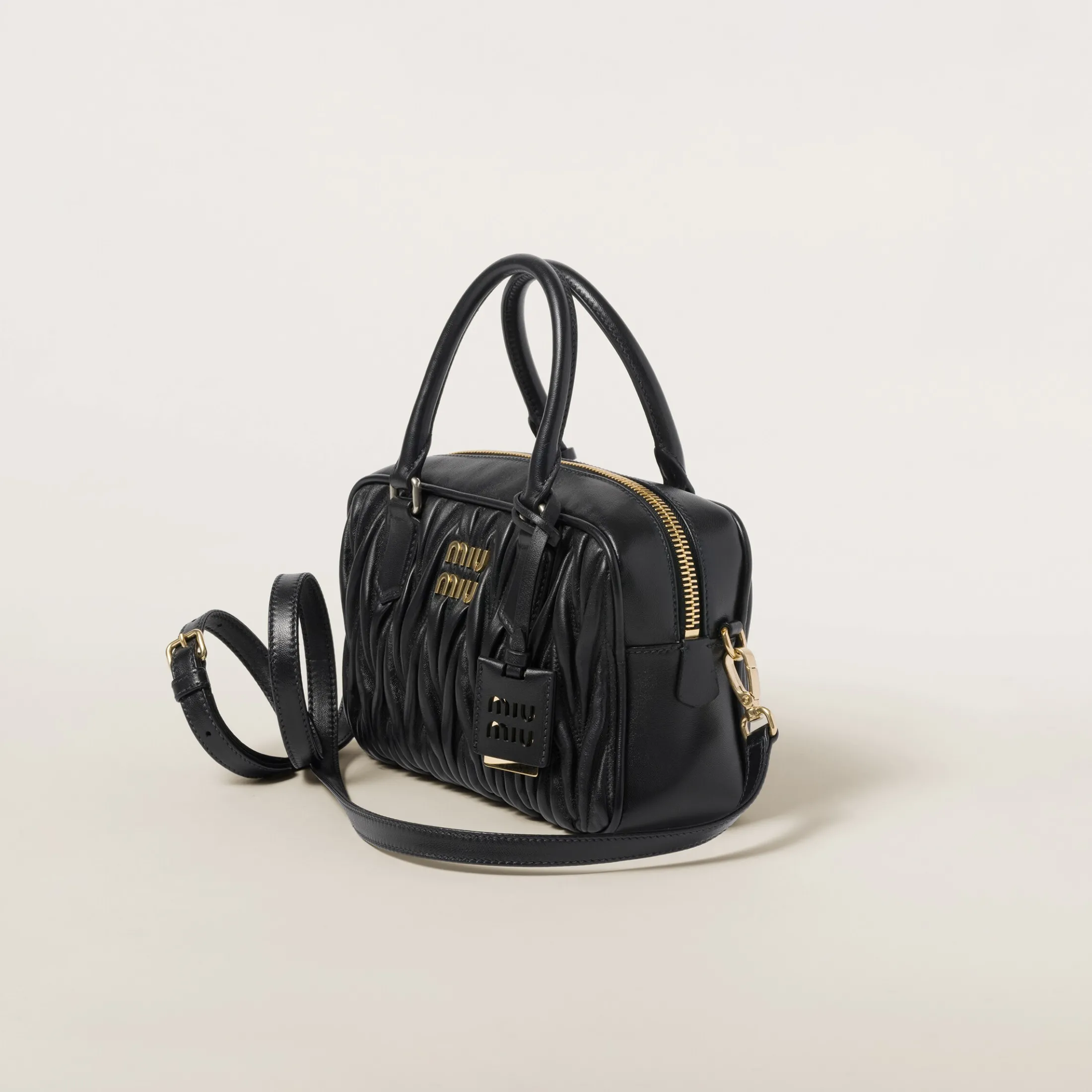 Black Arcadie Matelassé Nappa Leather Bag | Miu Miu