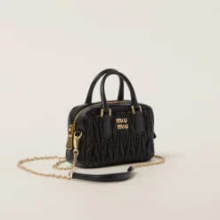 Black Arcadie Matelassé Nappa Leather Mini-bag | Miu Miu