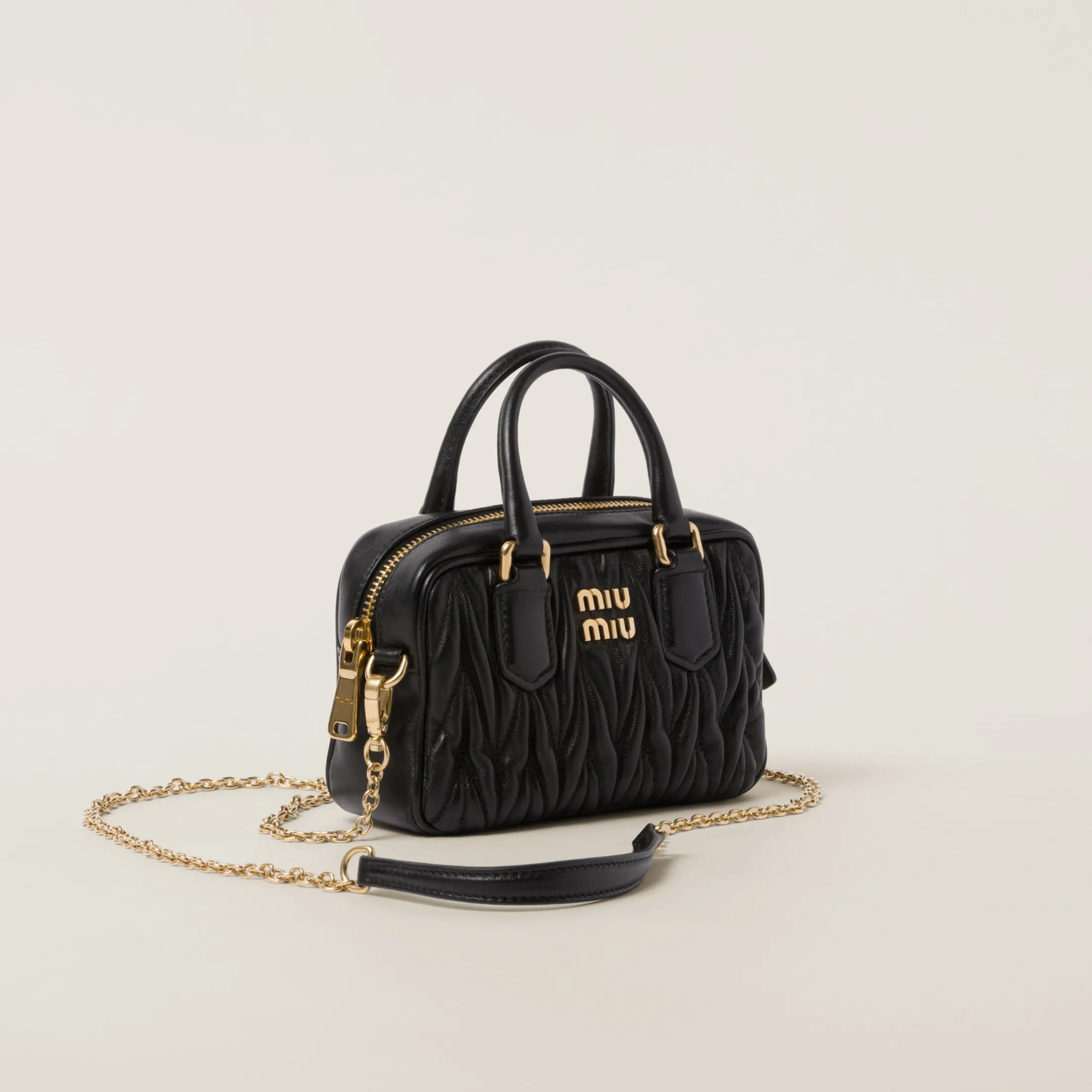 Black Arcadie Matelassé Nappa Leather Mini-bag | Miu Miu