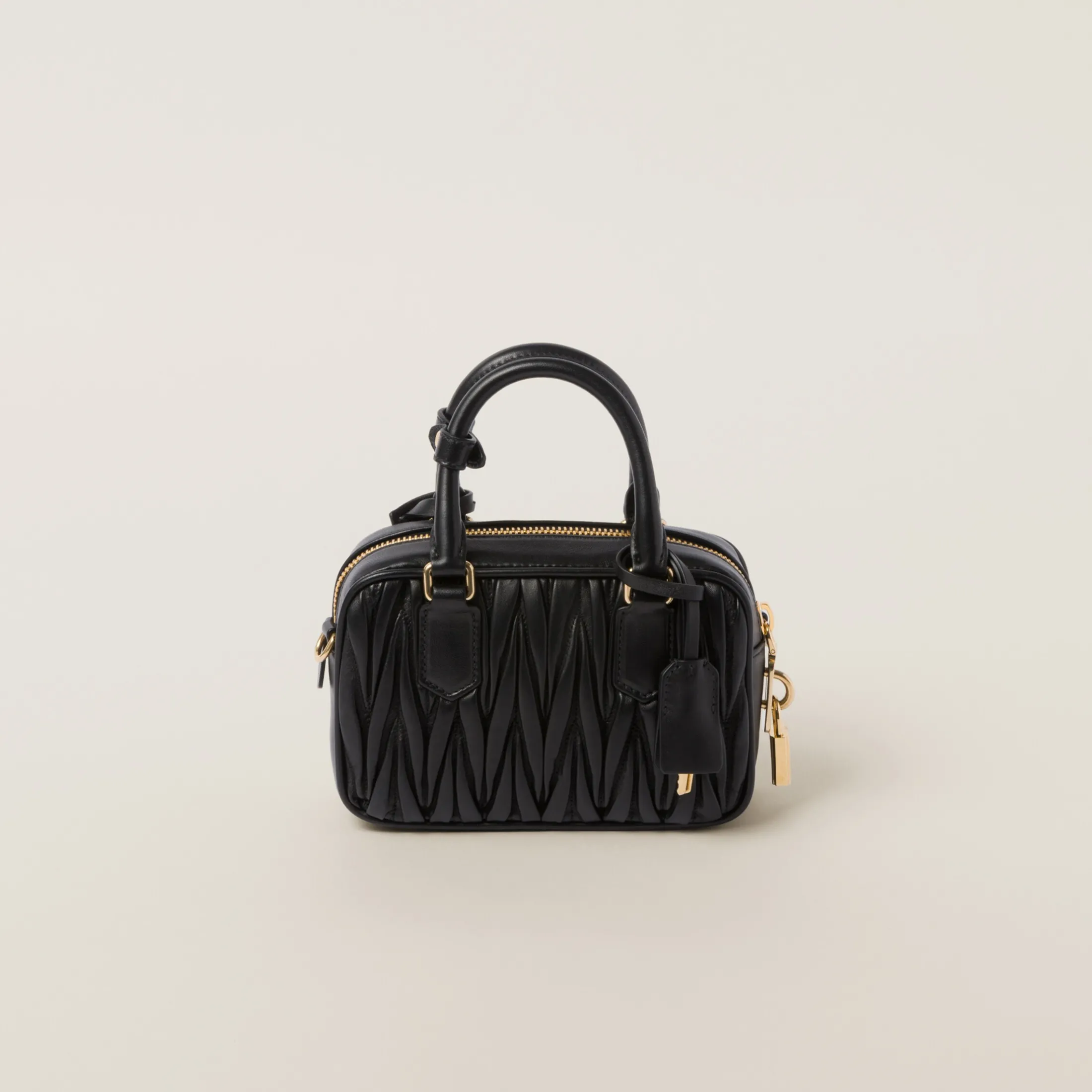 Black Arcadie Matelassé Nappa Leather Bag | Miu Miu