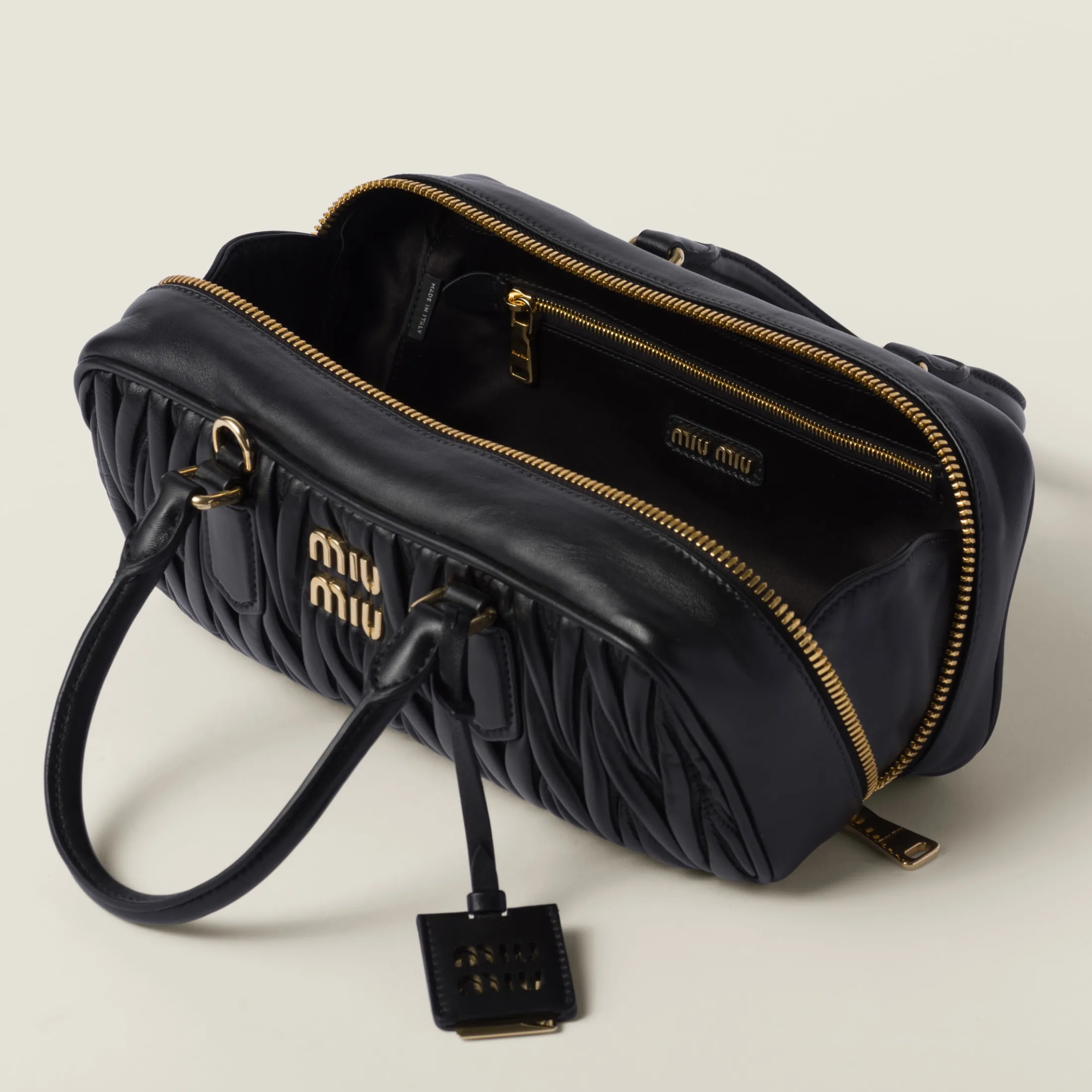Black Arcadie Matelassé Nappa Leather Bag | Miu Miu
