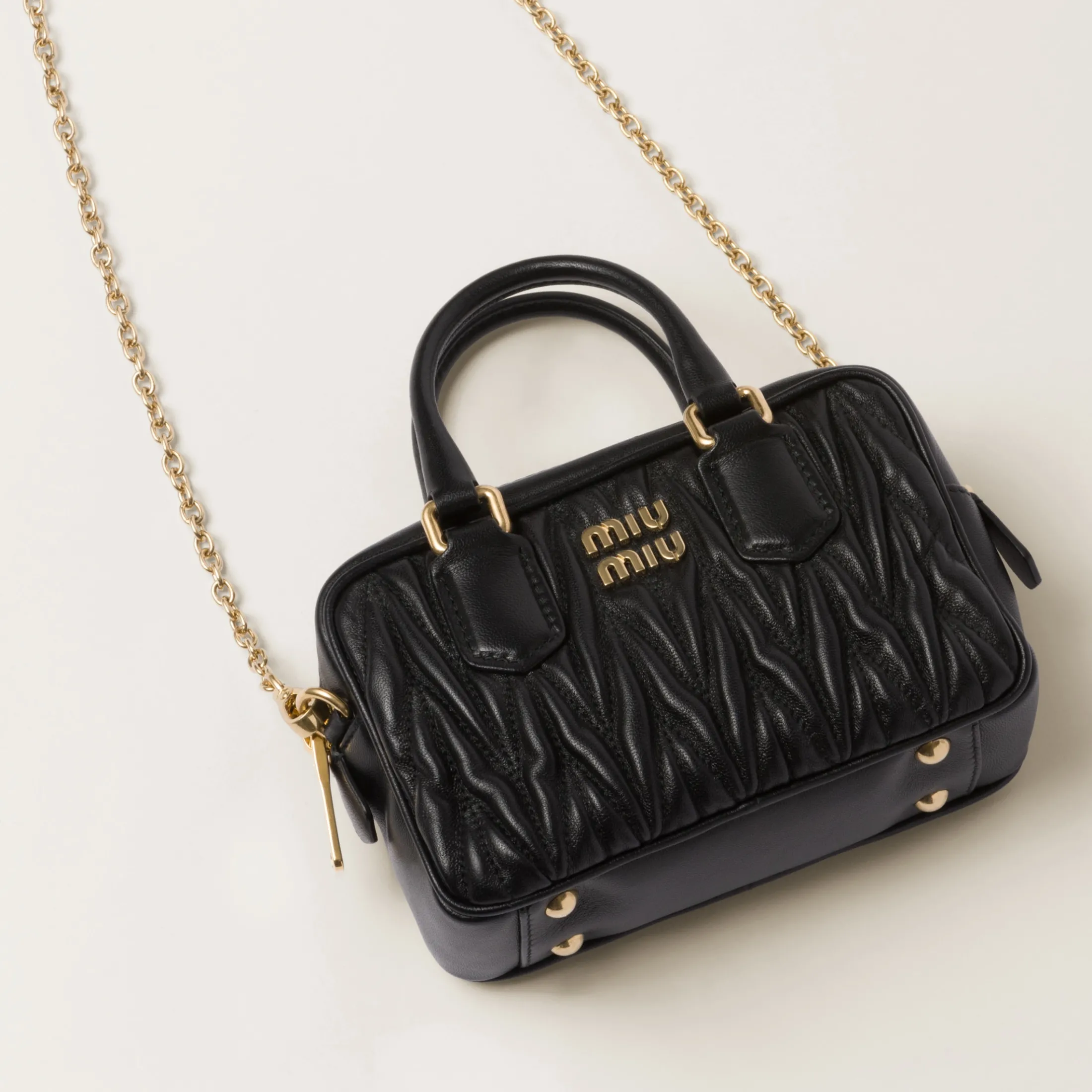 Black Arcadie Matelassé Nappa Leather Mini-bag | Miu Miu