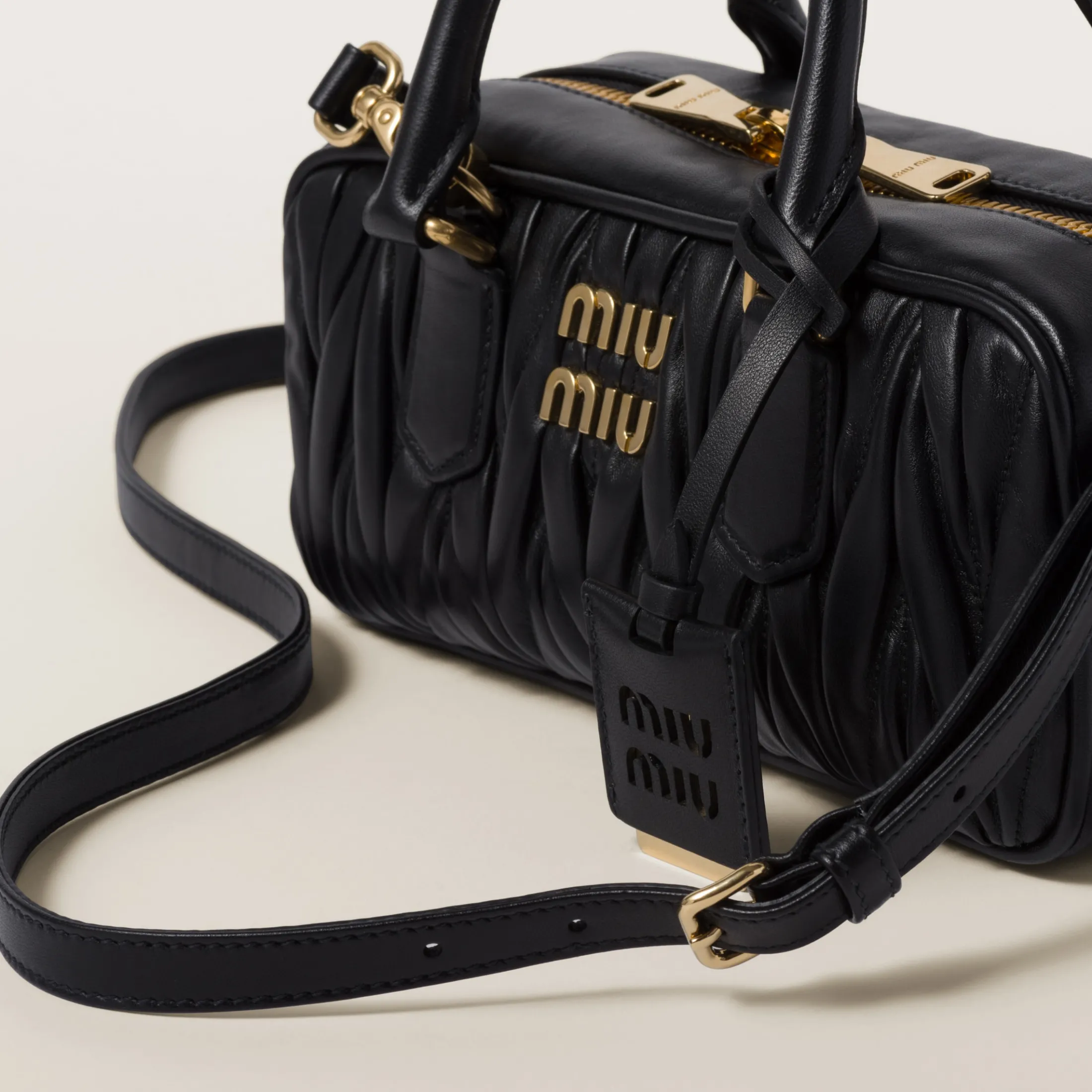 Black Arcadie Matelassé Nappa Leather Bag | Miu Miu