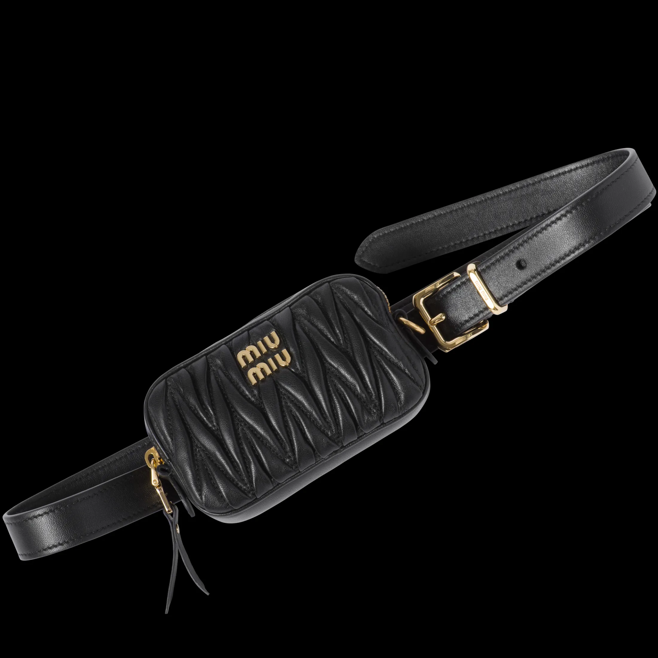 Black Belt With Matelassé Pouch | Miu Miu