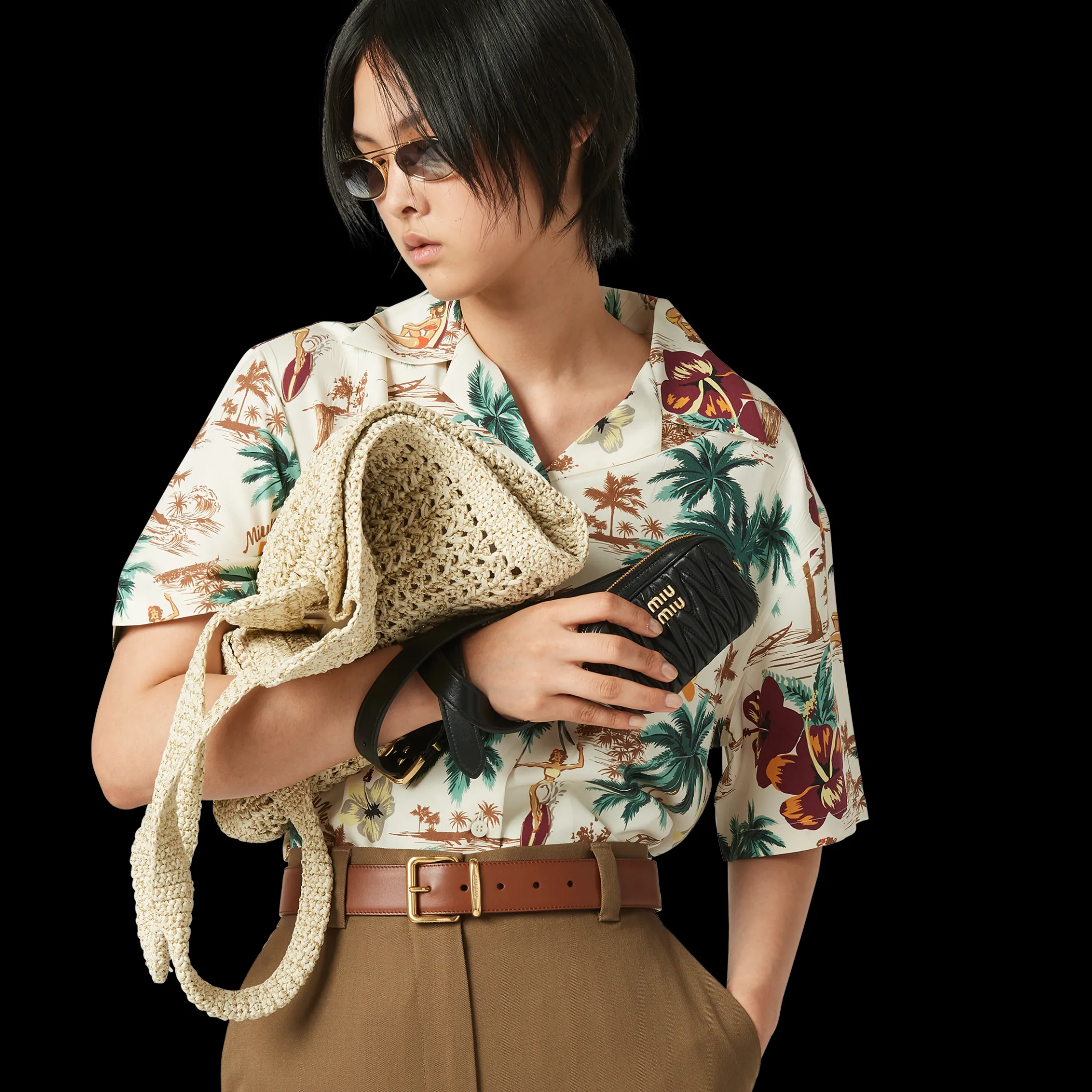 Black Belt With Matelassé Pouch | Miu Miu
