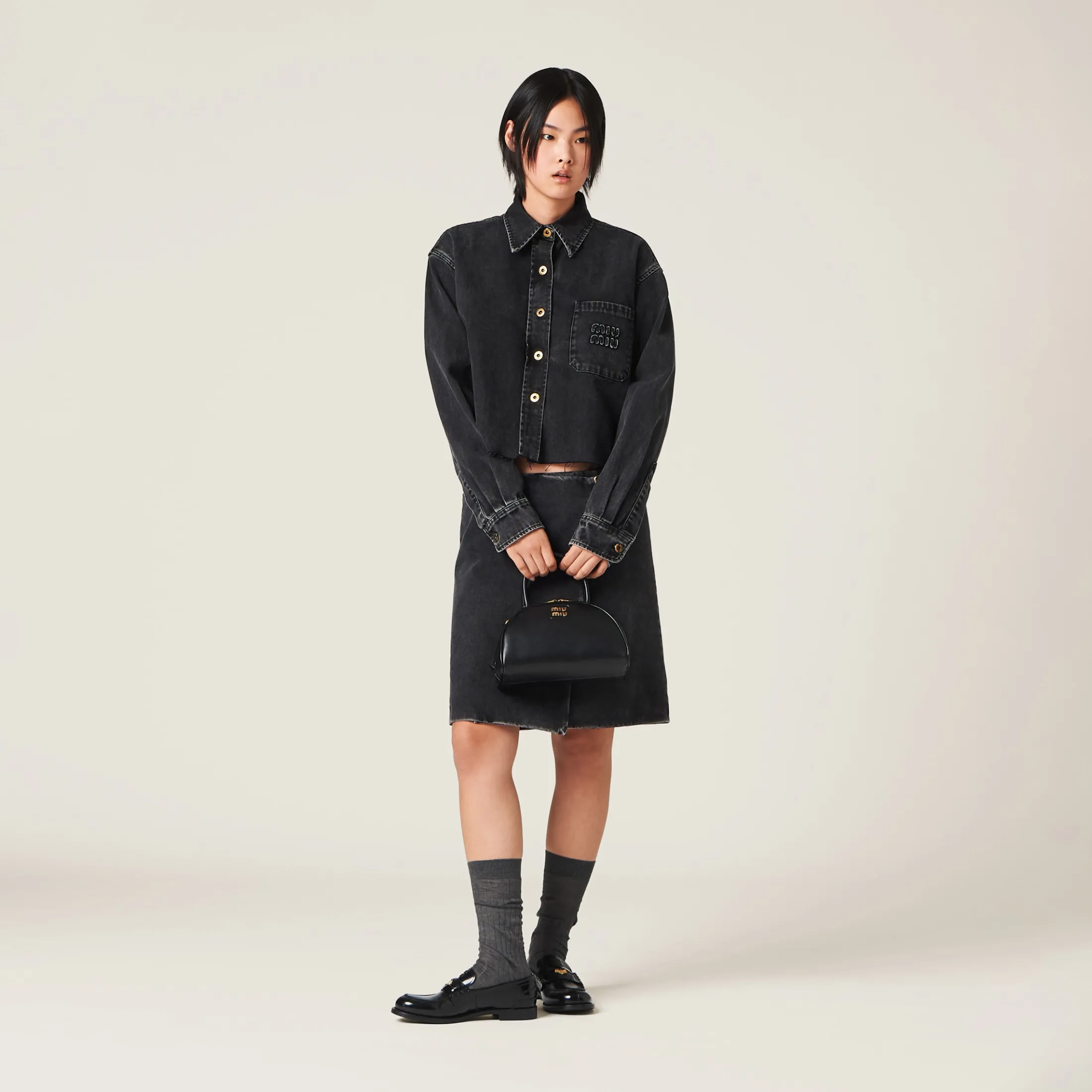 Black Black Denim Blouson Jacket | Miu Miu