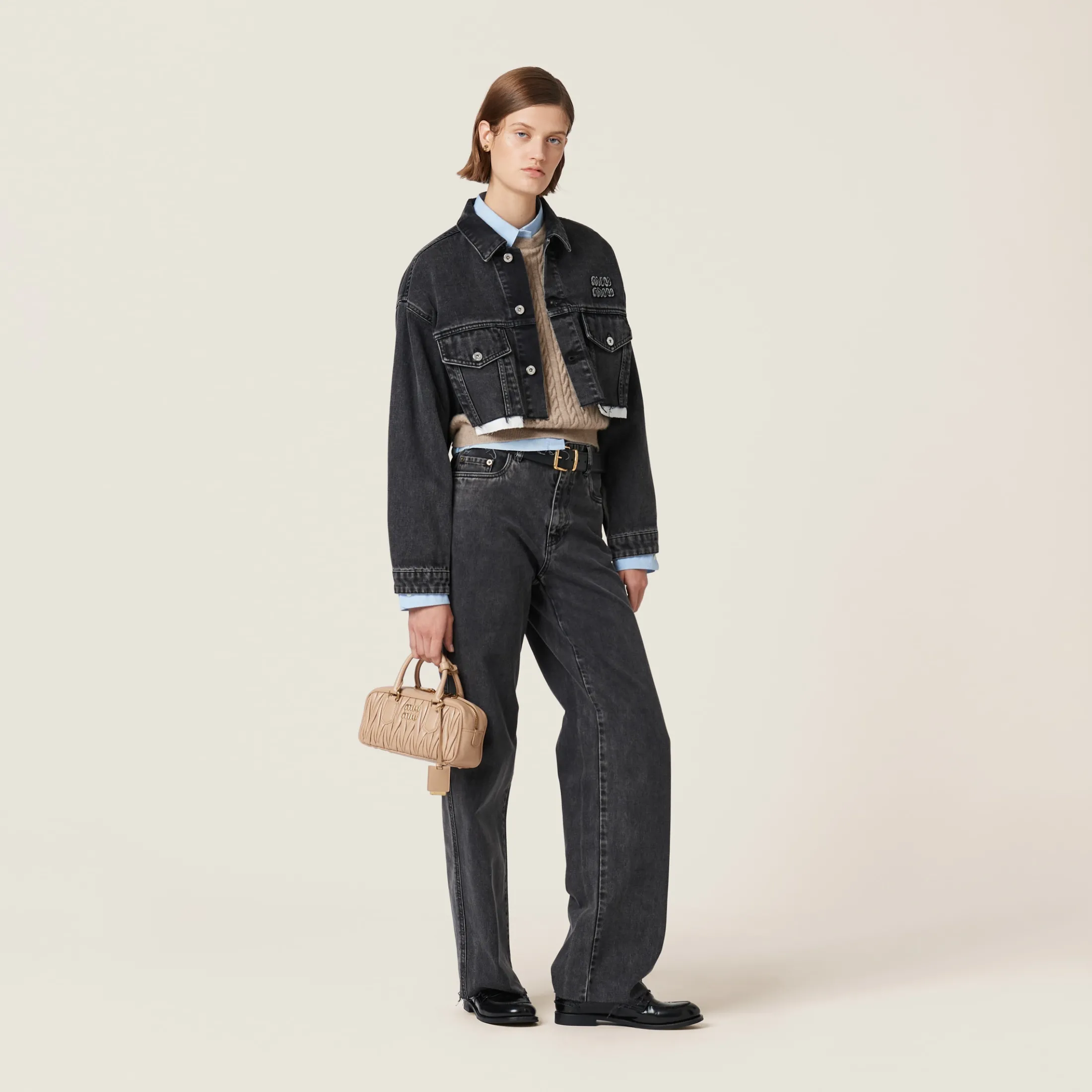 Black Black Denim Blouson Jacket | Miu Miu