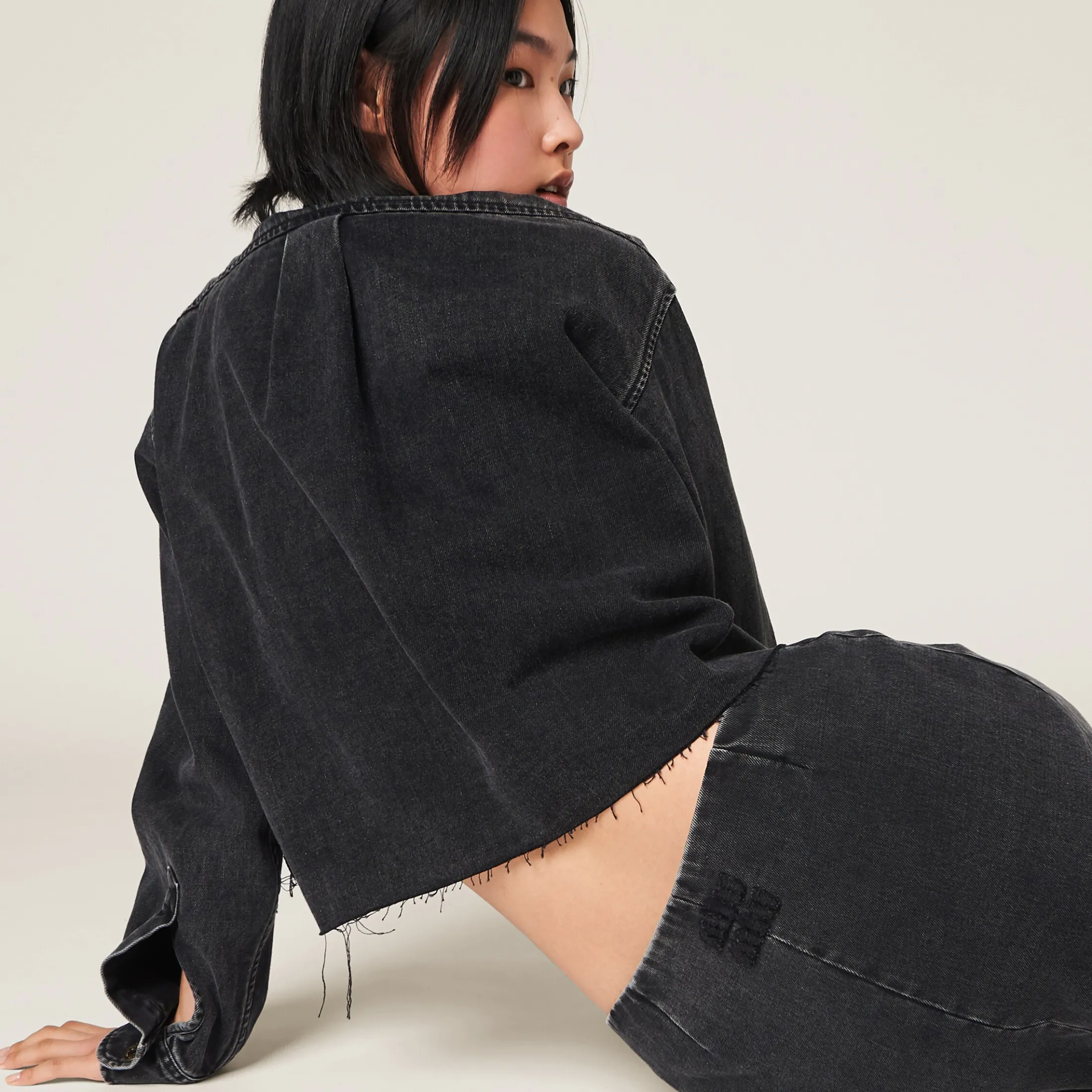 Black Black Denim Blouson Jacket | Miu Miu