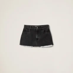Black Black Denim Miniskirt | Miu Miu