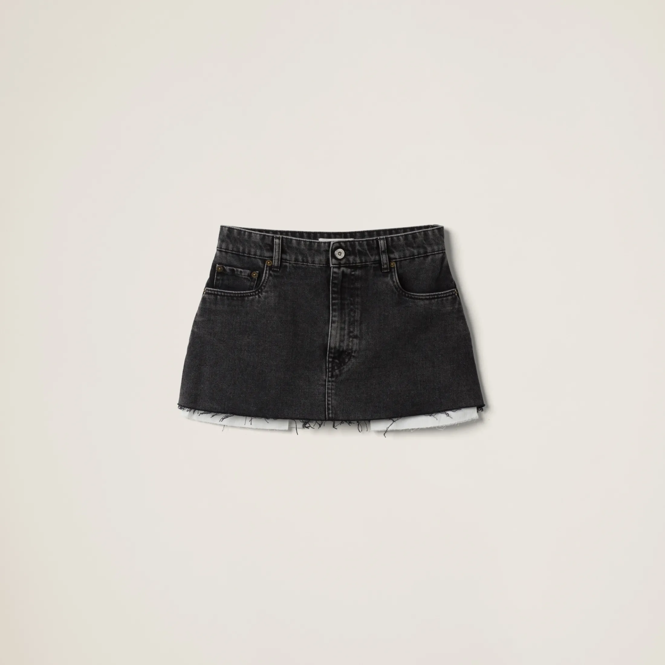 Black Black Denim Miniskirt | Miu Miu