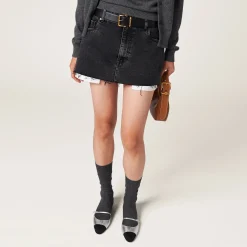 Black Black Denim Miniskirt | Miu Miu