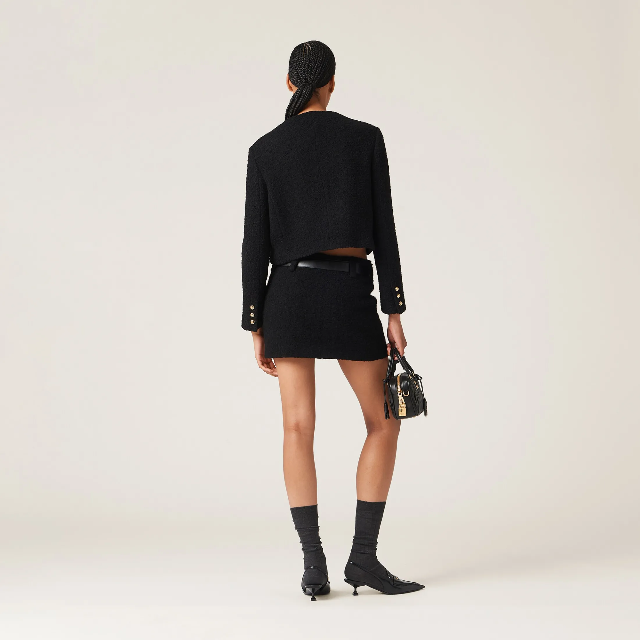Black Bouclé Miniskirt | Miu Miu