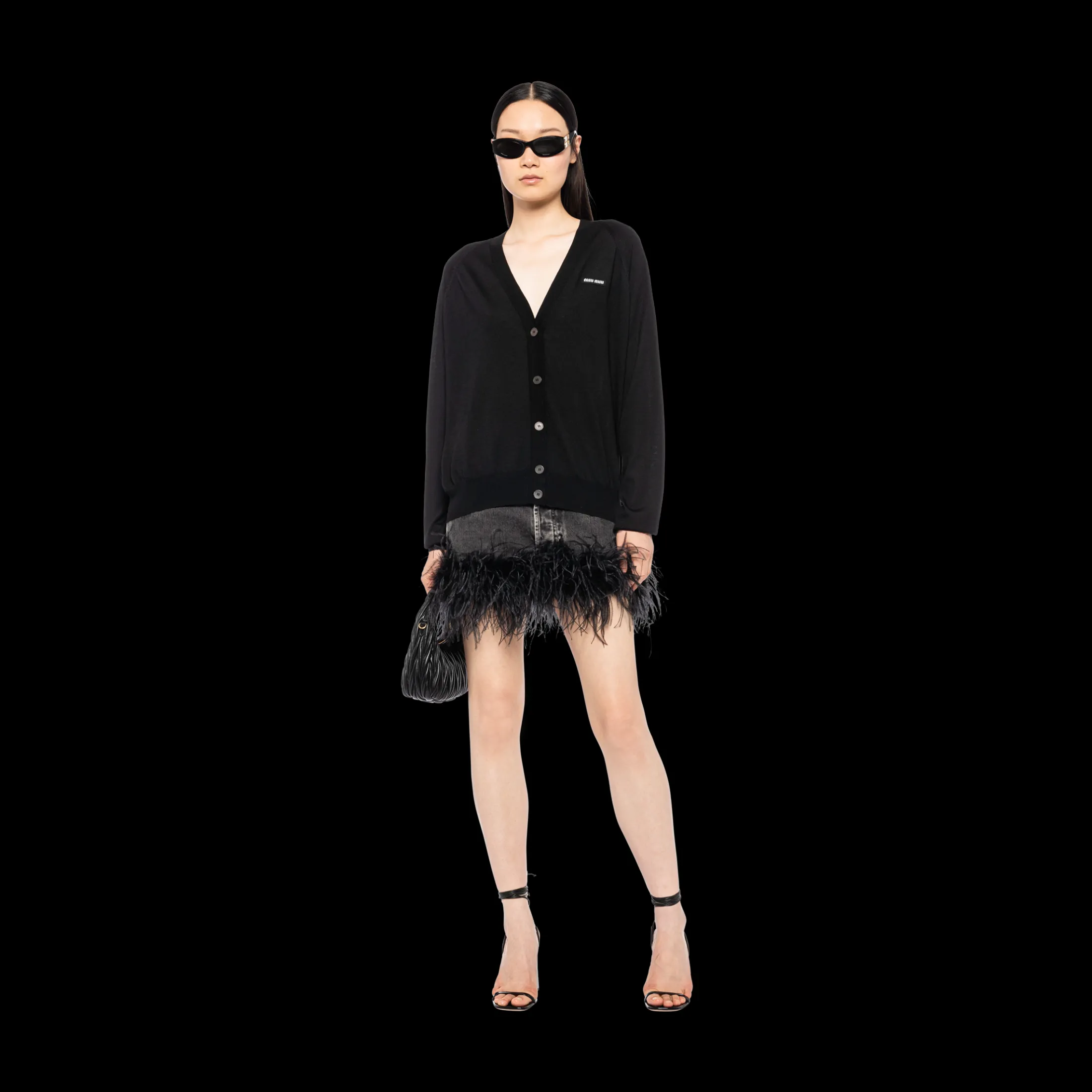 Black Cashmere And Silk Cardigan | Miu Miu