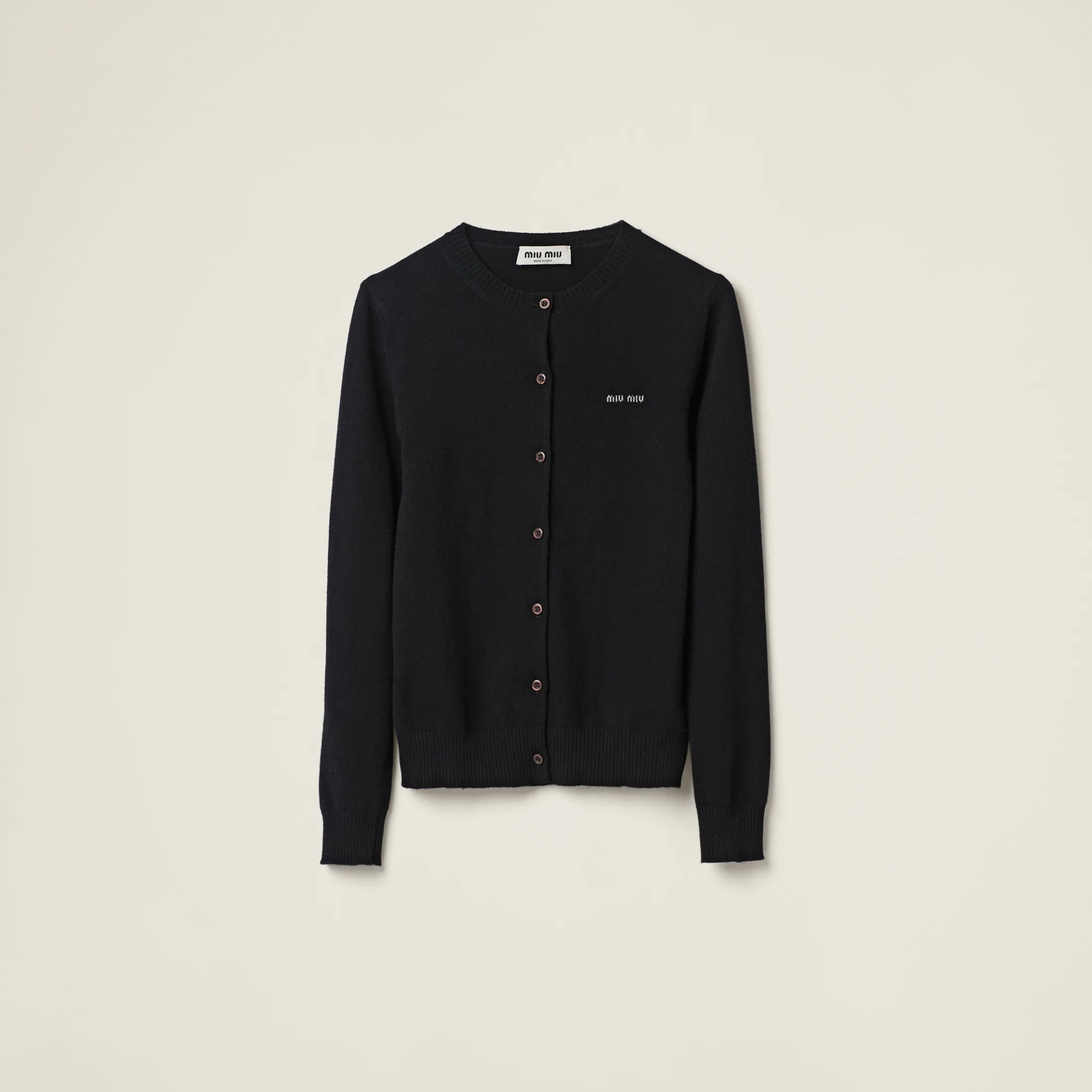 Black Cashmere Knit Cardigan | Miu Miu