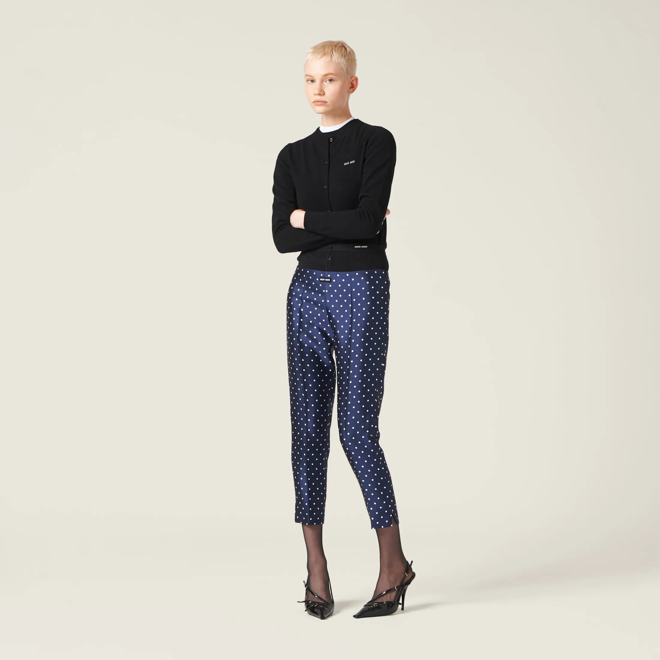Black Cashmere Knit Cardigan | Miu Miu