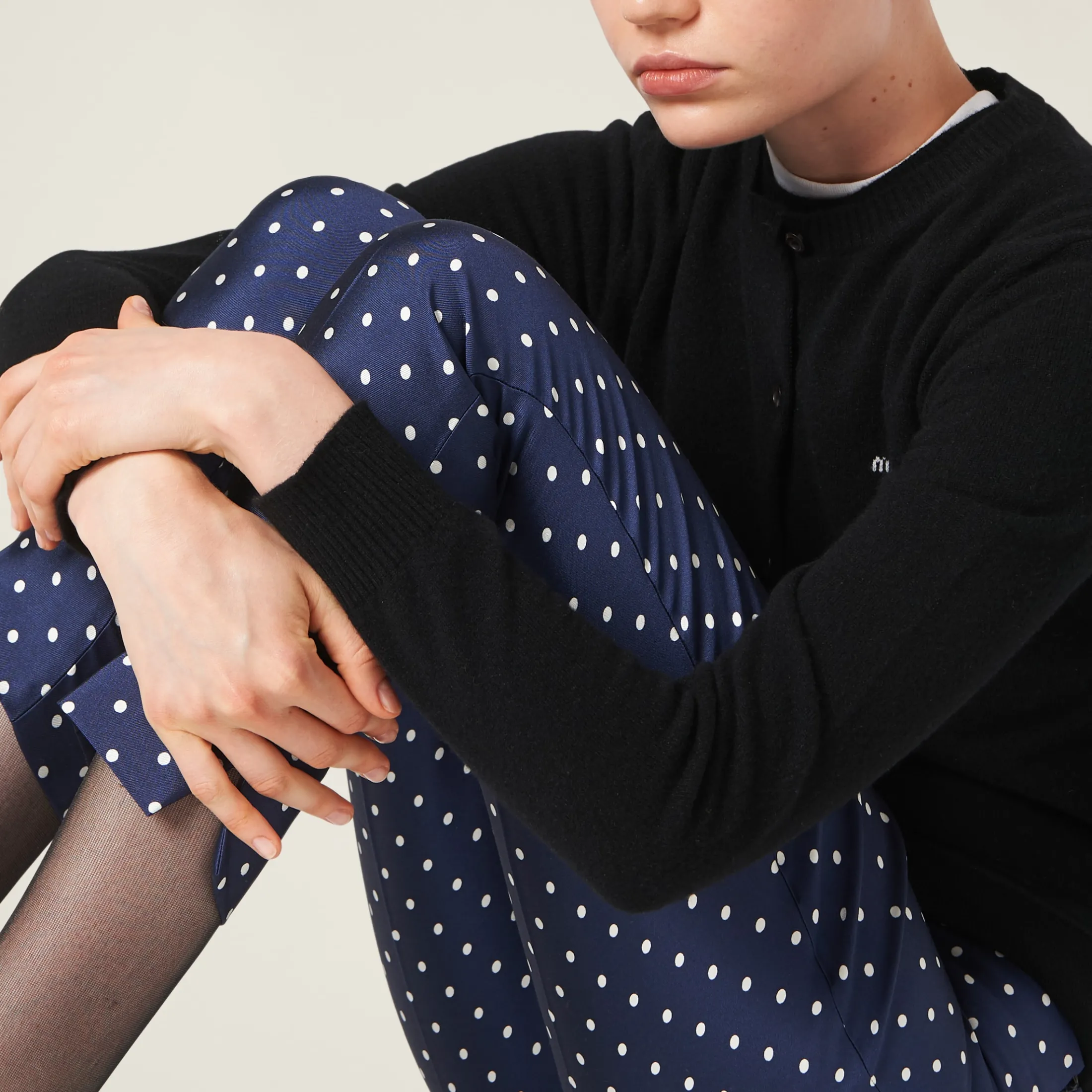 Black Cashmere Knit Cardigan | Miu Miu