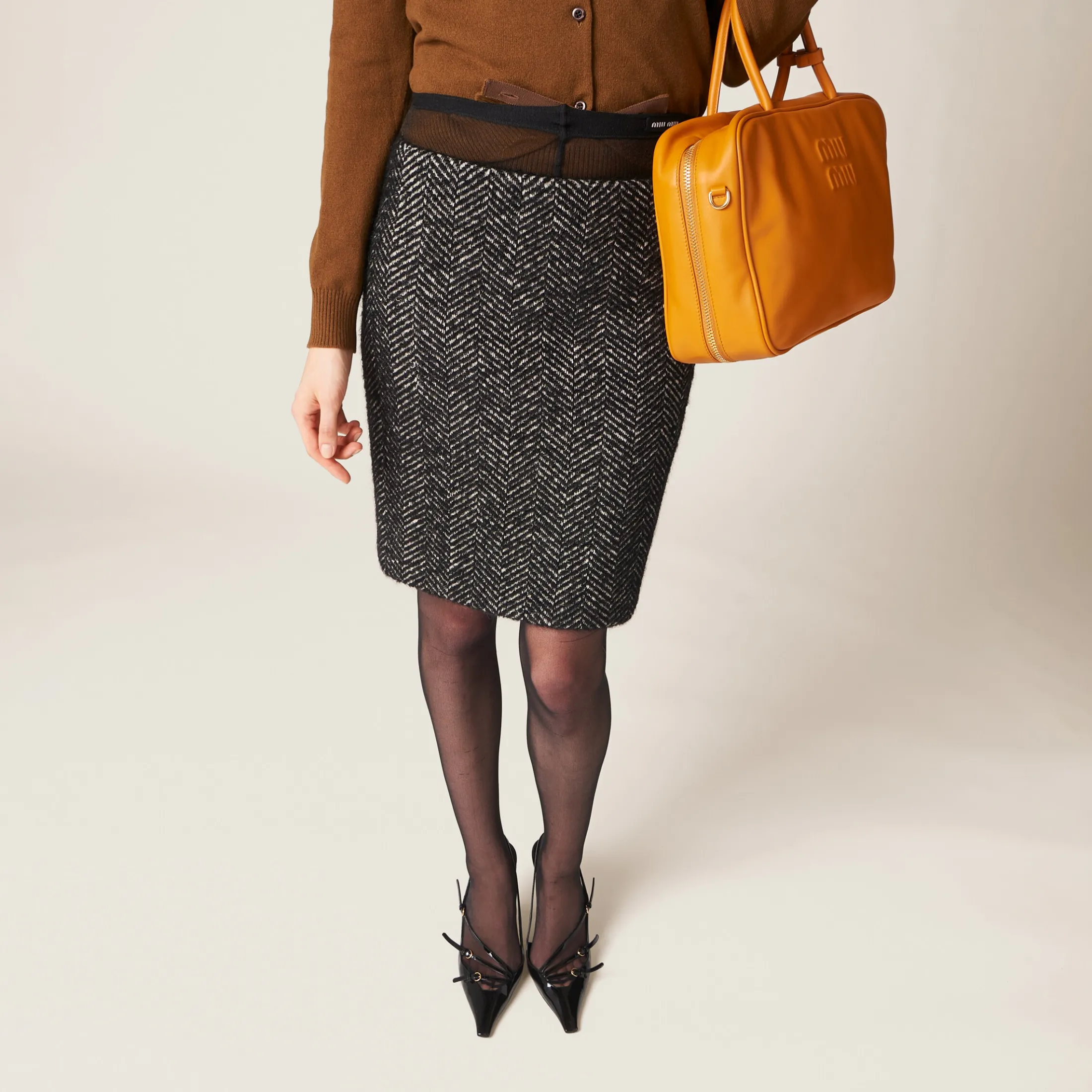 Black Chevron Skirt | Miu Miu