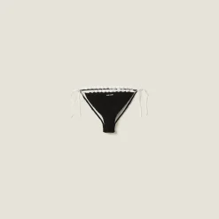 Black Cotton Bikini Panties With Logo | Miu Miu