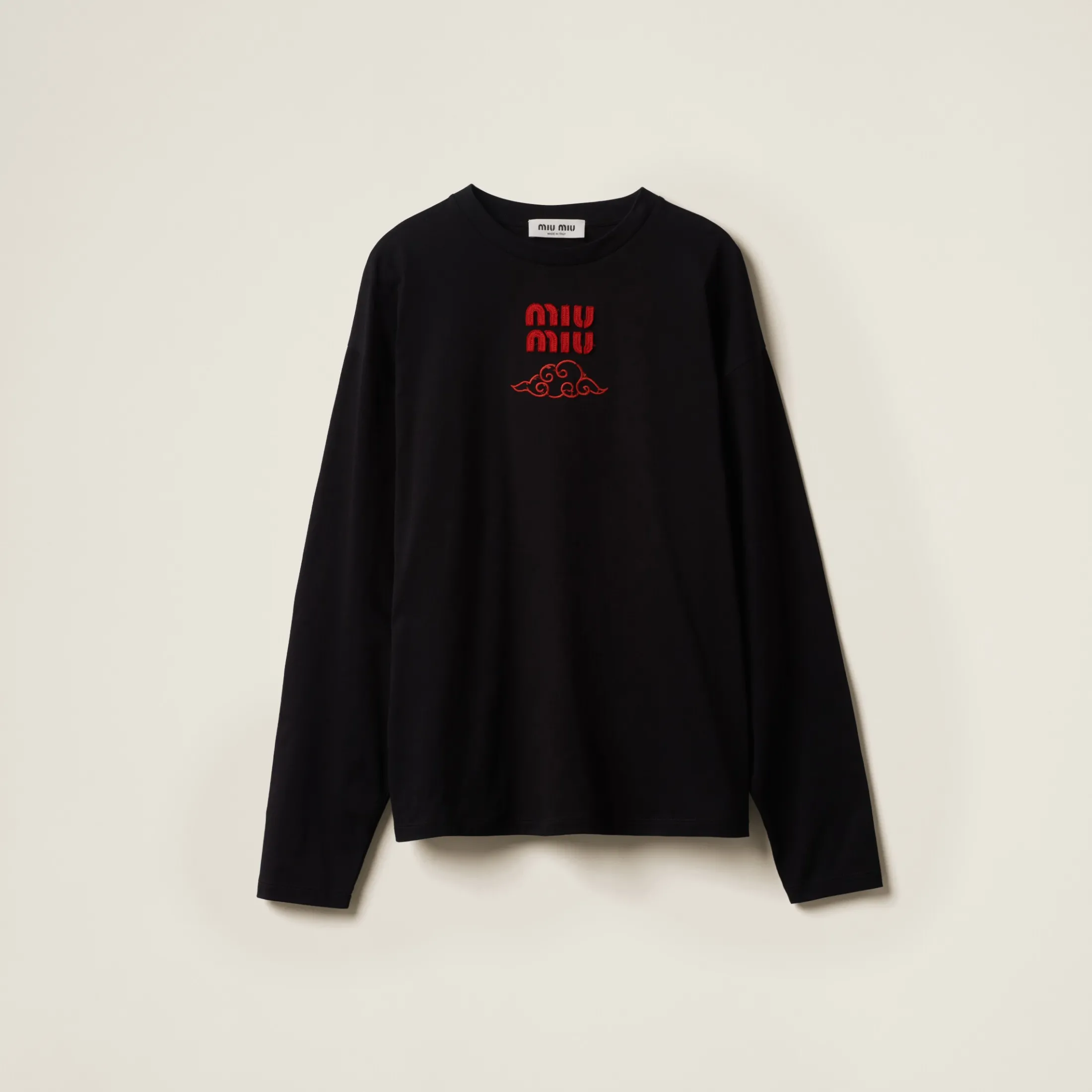 Black Cotton Jersey T-shirt | Miu Miu
