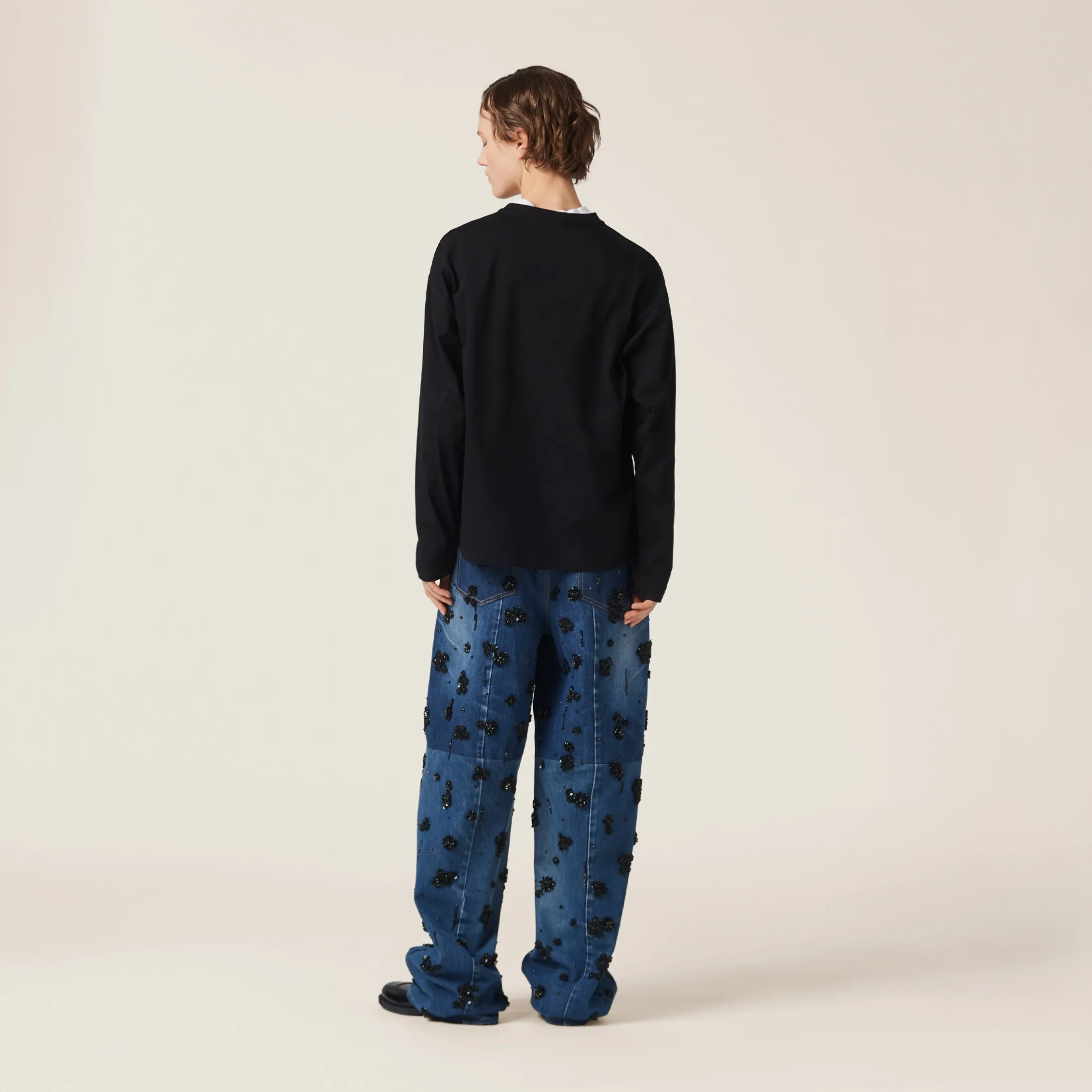 Black Cotton Jersey T-shirt | Miu Miu
