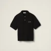 Black Cotton Piqué Polo Shirt | Miu Miu