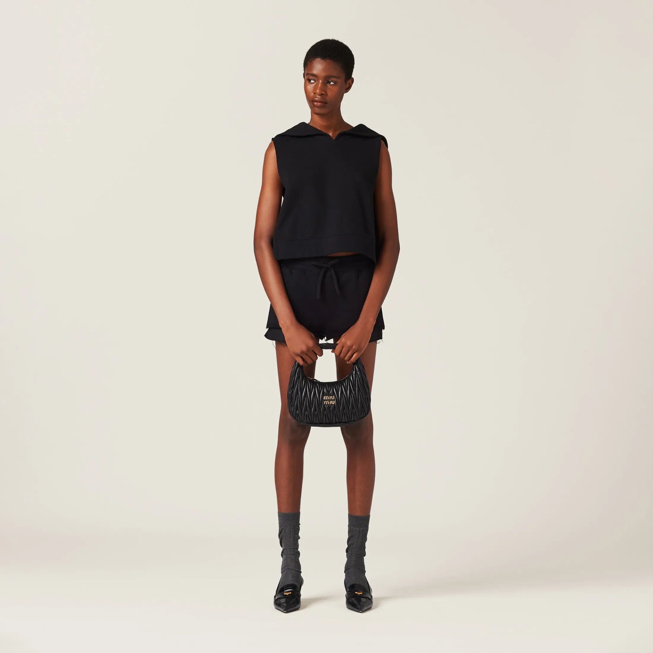 Black Cotton Shorts | Miu Miu