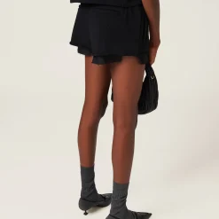 Black Cotton Shorts | Miu Miu