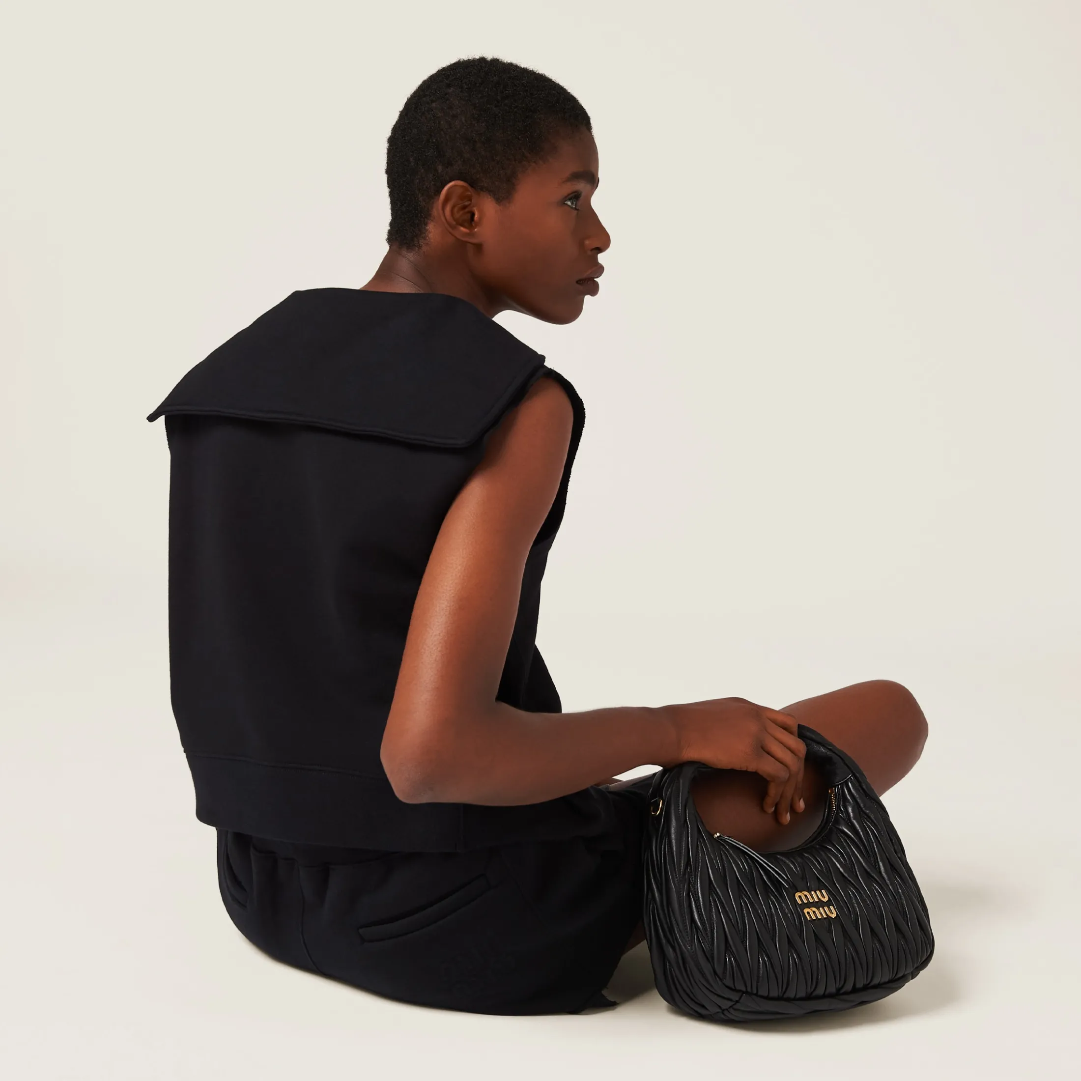 Black Cotton Shorts | Miu Miu