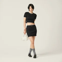 Black Cotton Skirt | Miu Miu