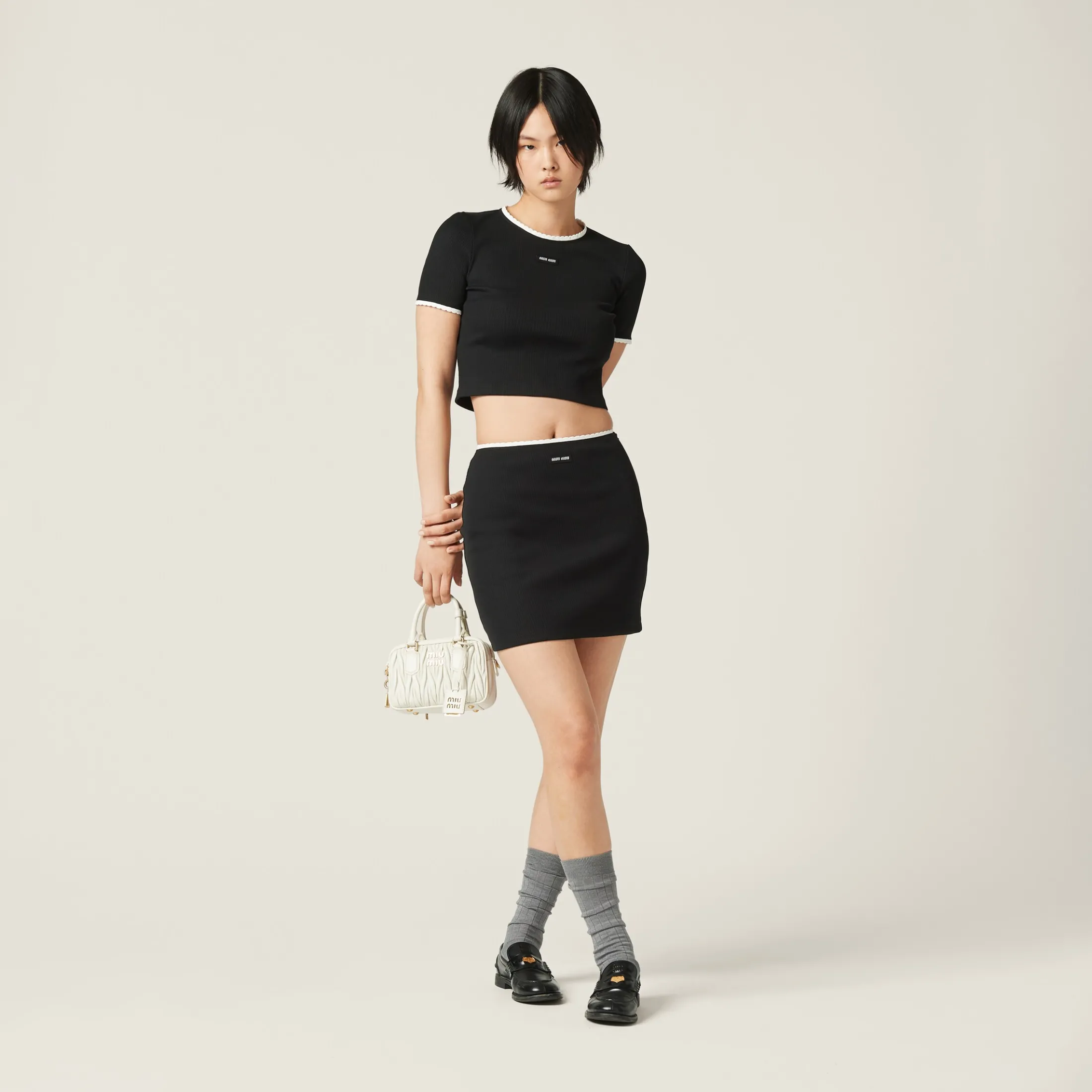 Black Cotton Skirt | Miu Miu