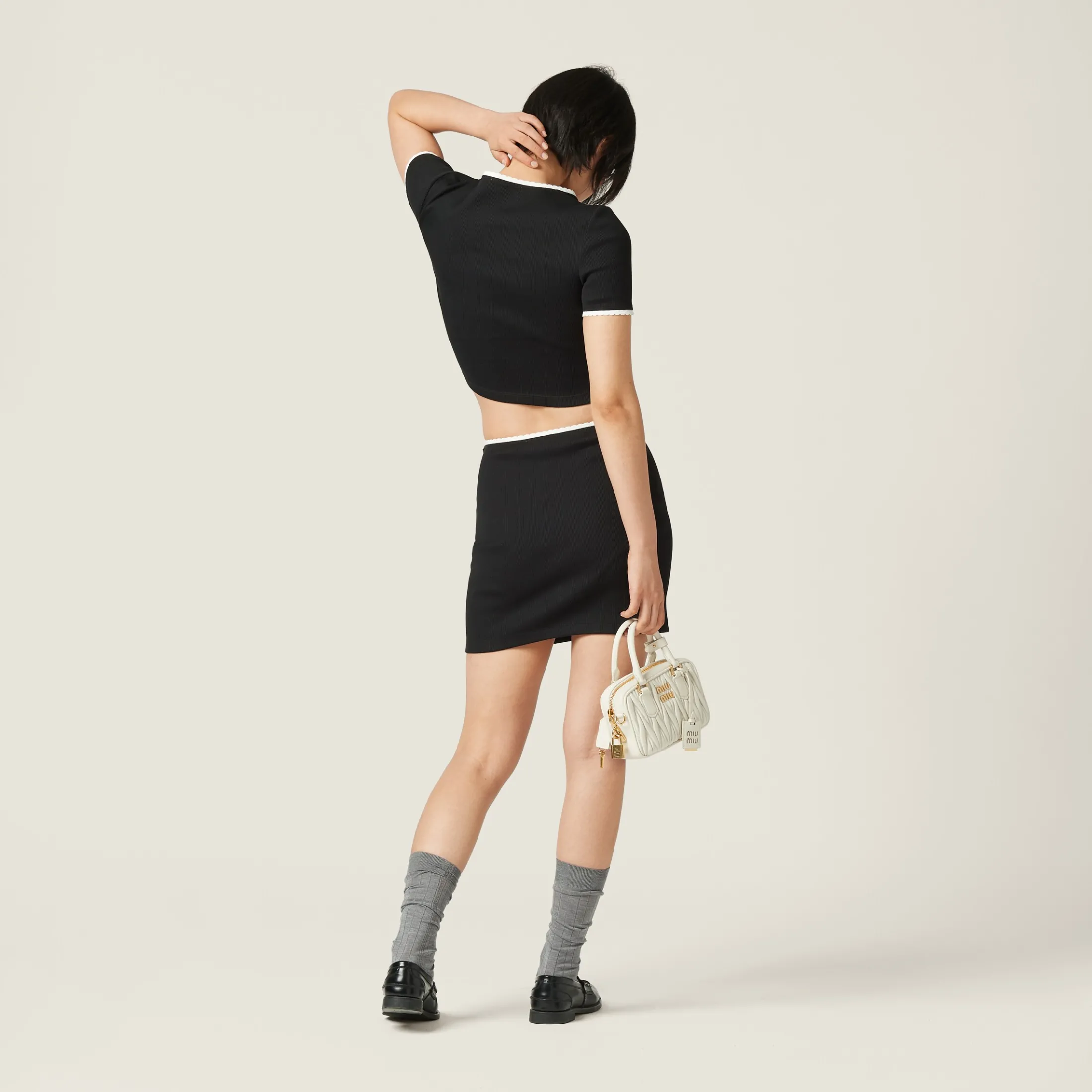 Black Cotton Skirt | Miu Miu