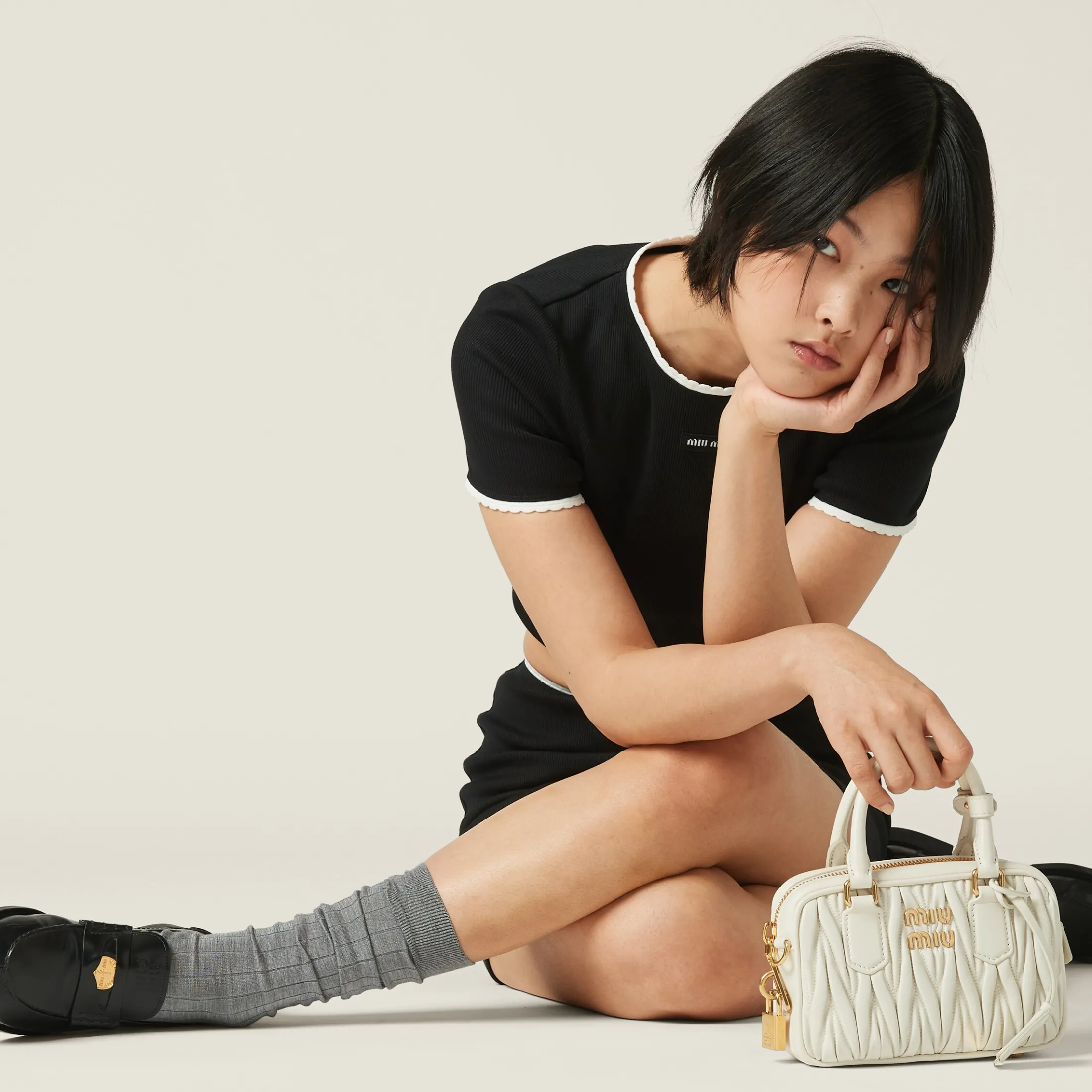Black Cotton Sweater | Miu Miu