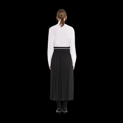 Black Crepe De Chine Pleated Midi Skirt | Miu Miu