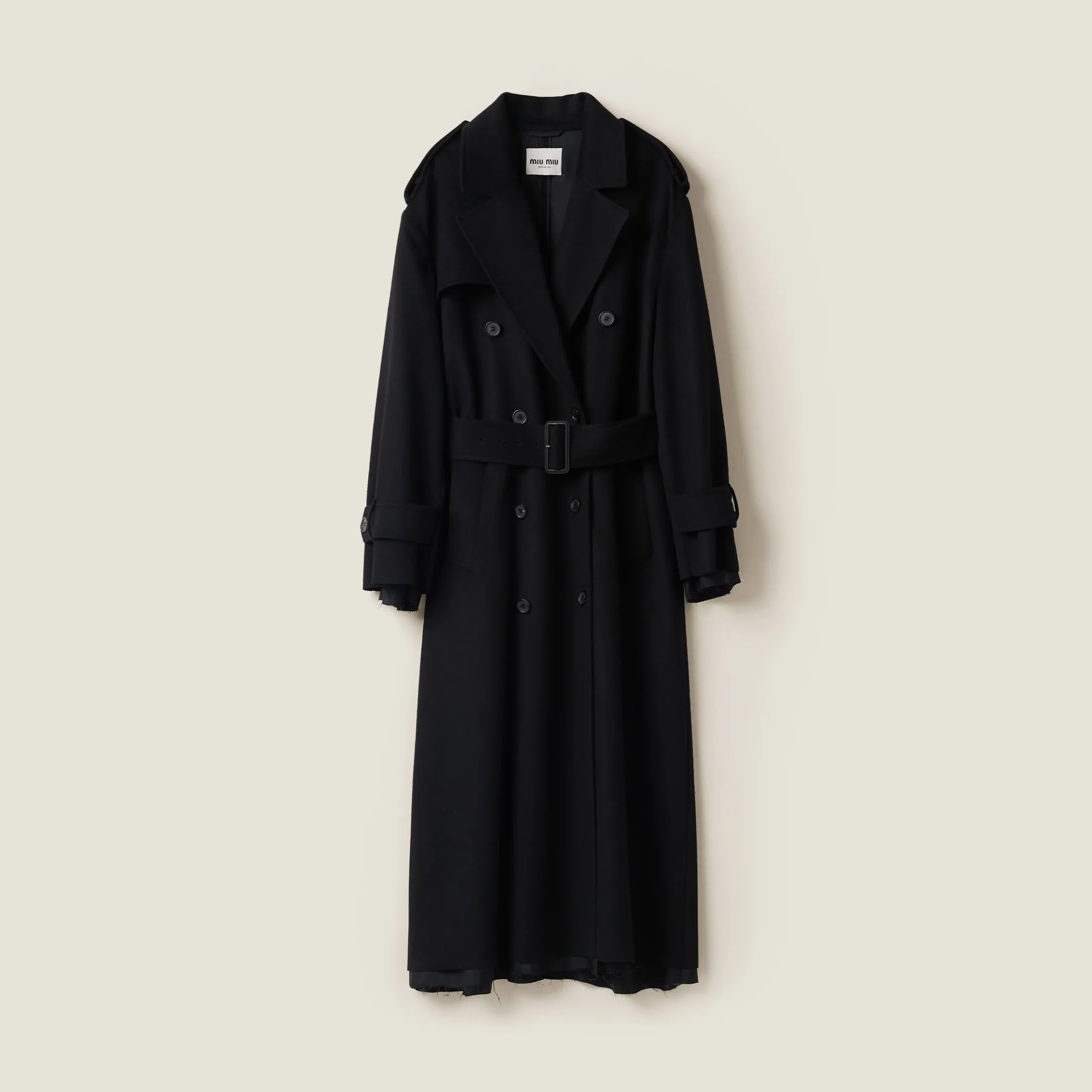 Black Double-breasted Velour Coat | Miu Miu