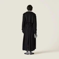 Black Double-breasted Velour Coat | Miu Miu