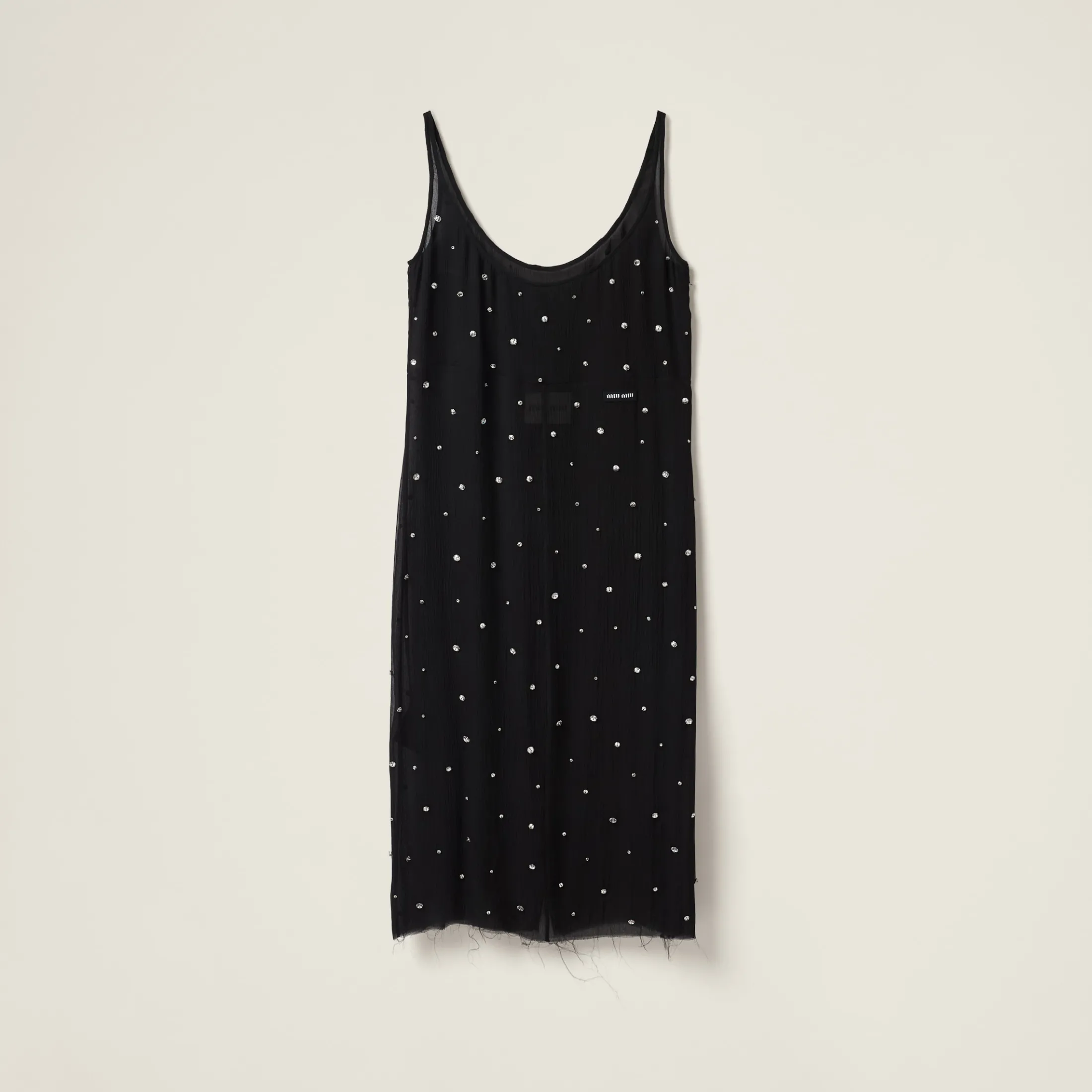 Black Embroidered Chiffon Dress | Miu Miu